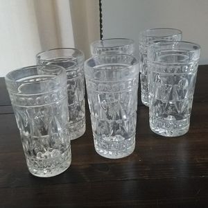 Vintage Cut Glass Drinking Glasses - Six